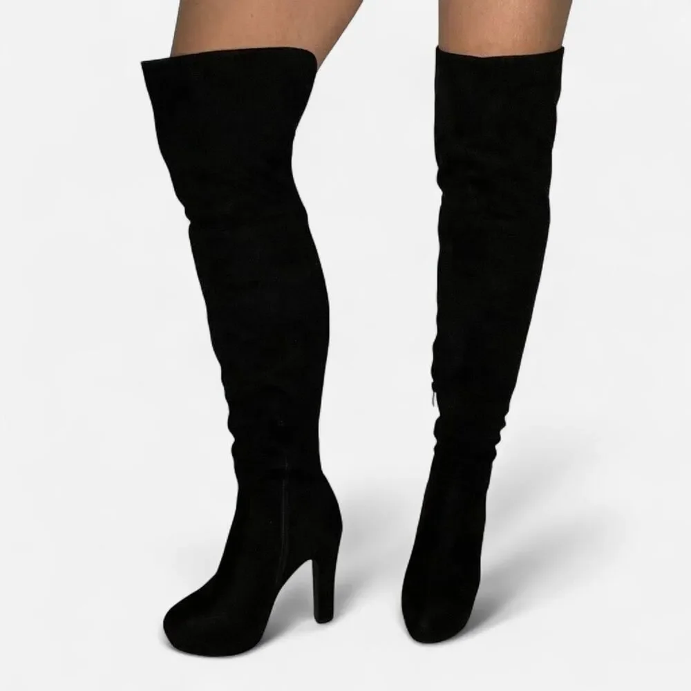 Suede-Style Platform Over the Knee‎ Boots