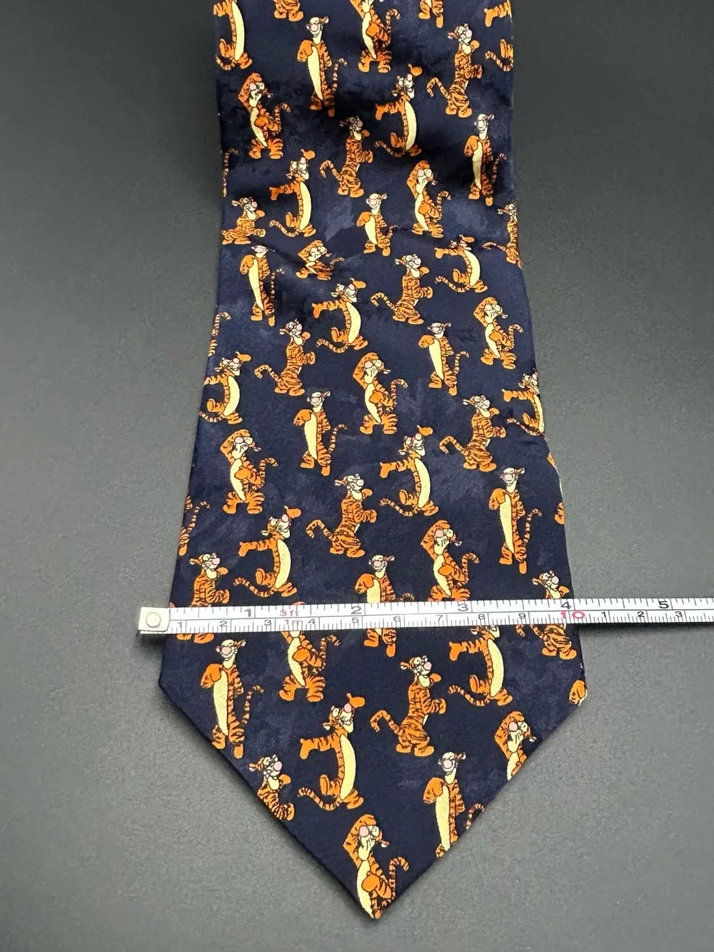 Disney Navy Tie with Orange Tigger Motif Made In Italy