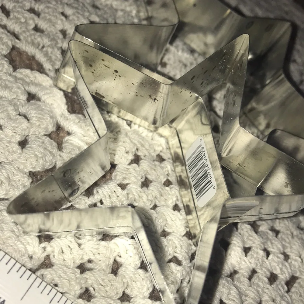 Five Silver Metal STAR Shaped Cookie Cutters and Shooting Star Baking Bakeware