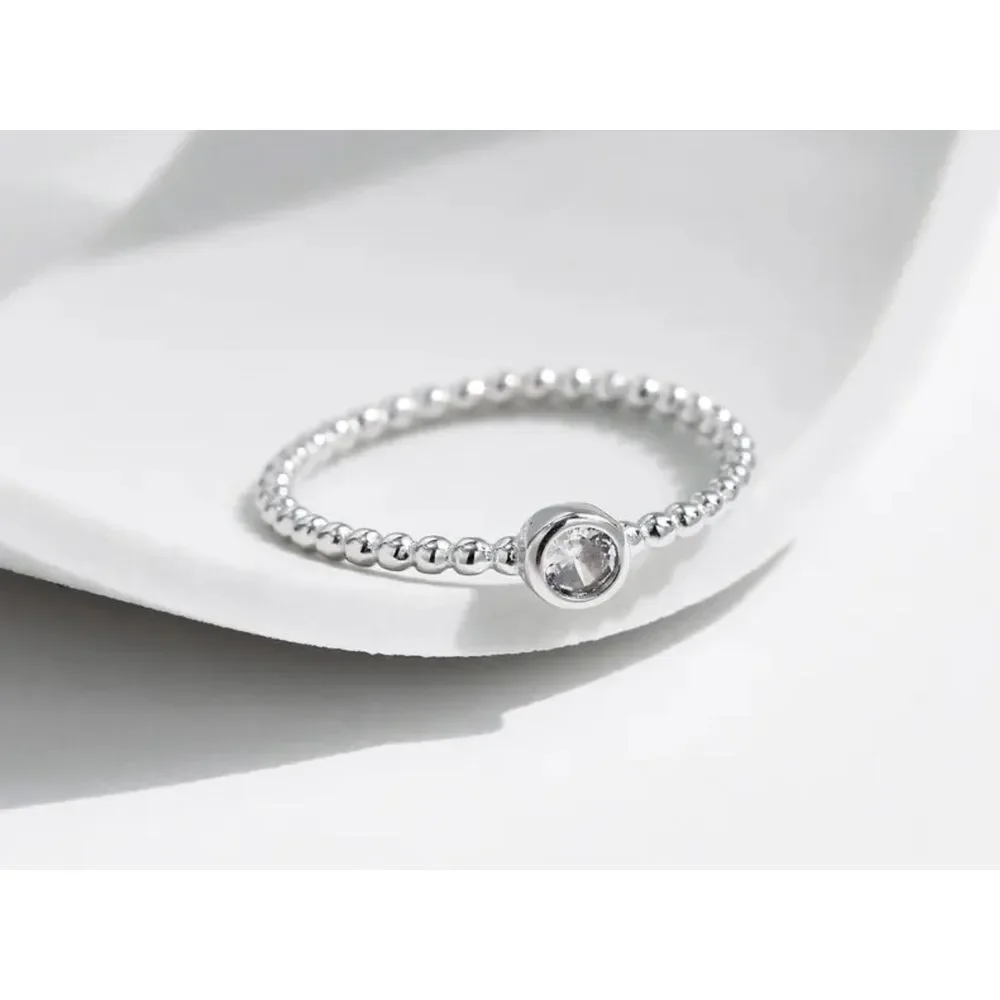 NWT SPARKLY SOLITAIRE BEZEL DIAMOND BEAD RING, GRA CERT, MOISSANITE RING‎
