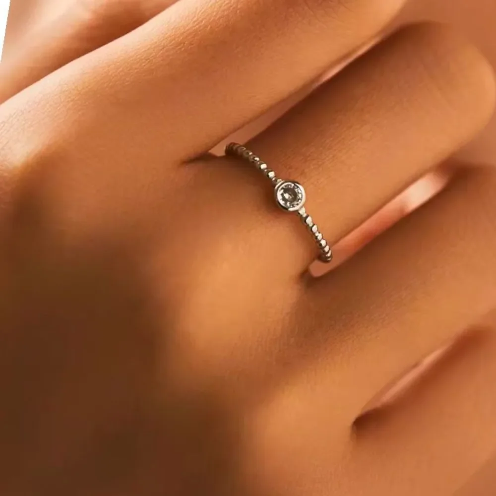 NWT SPARKLY SOLITAIRE BEZEL DIAMOND BEAD RING, GRA CERT, MOISSANITE RING‎