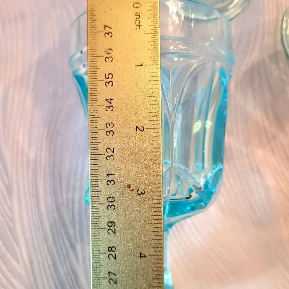 Vintage Pristine Set of 4 Anchor Hocking Aquamarine Pedestal 6