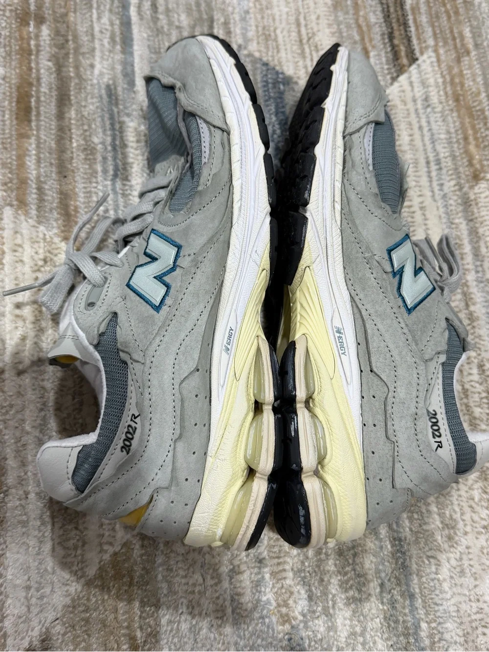New Balance Grey, White & Blue Accent Running Sneakers