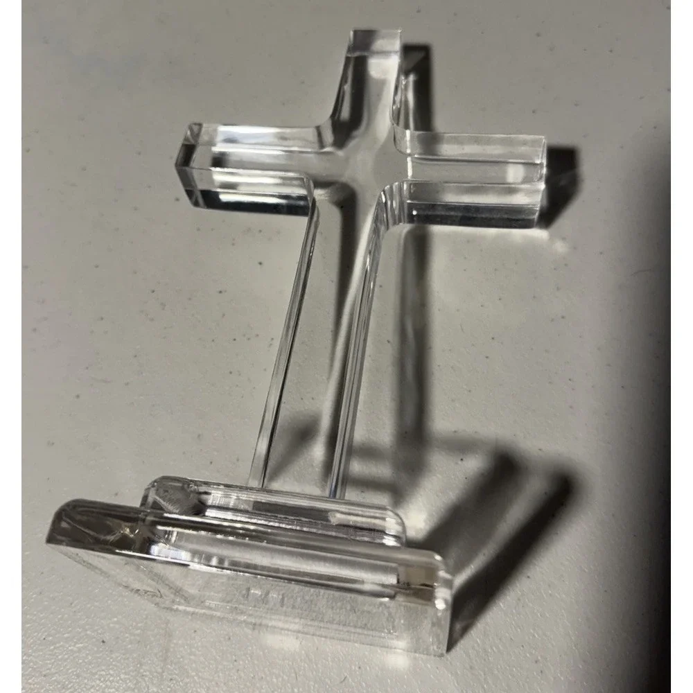 Acrylic Cross Clear Stand Religious Vintage Decor