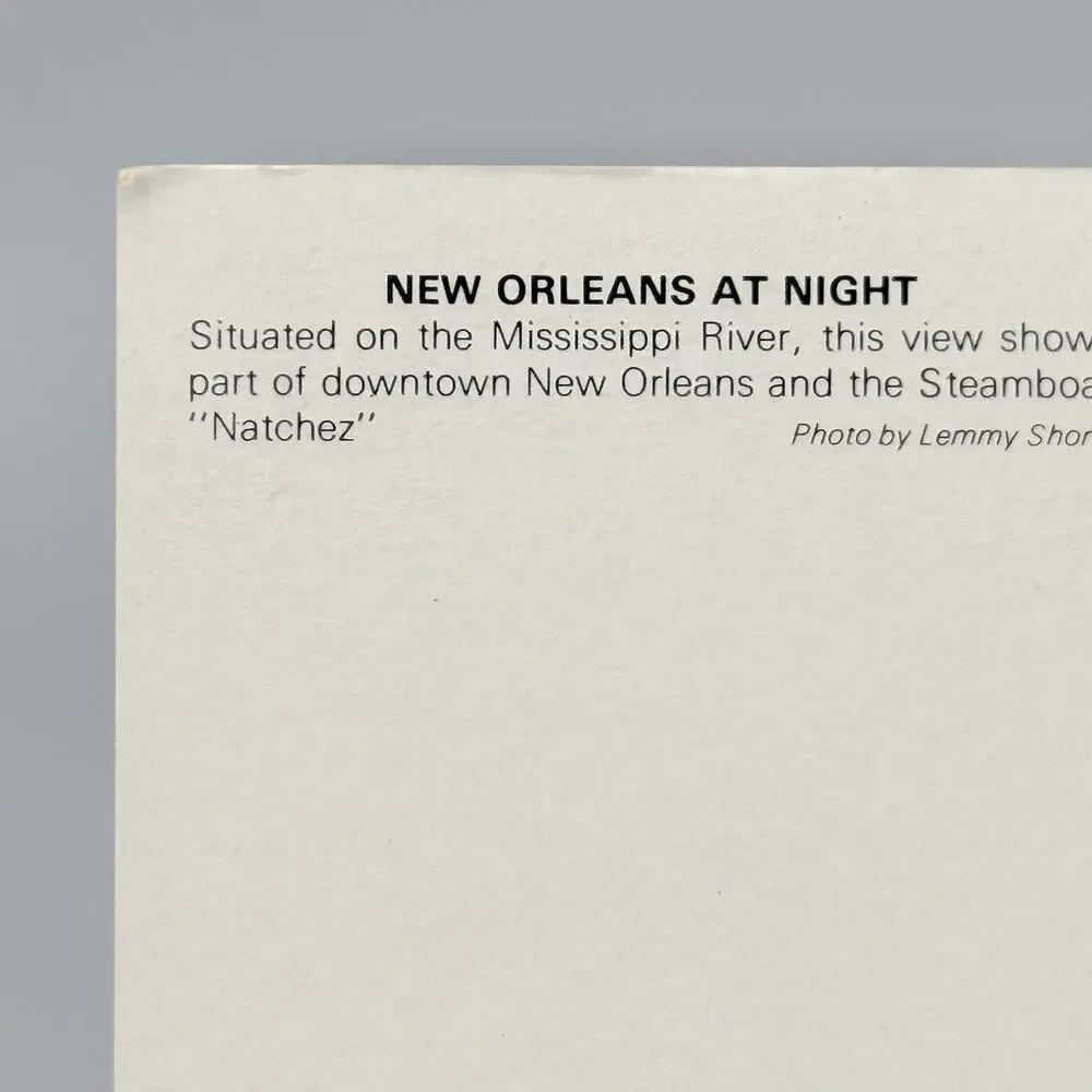 New Orleans at Night Louisiana Vintage Blank Unused Postcard