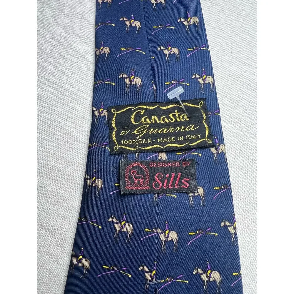 Vintage‎ 100% Italian Silk Tie Horse Polo Designed By Sills