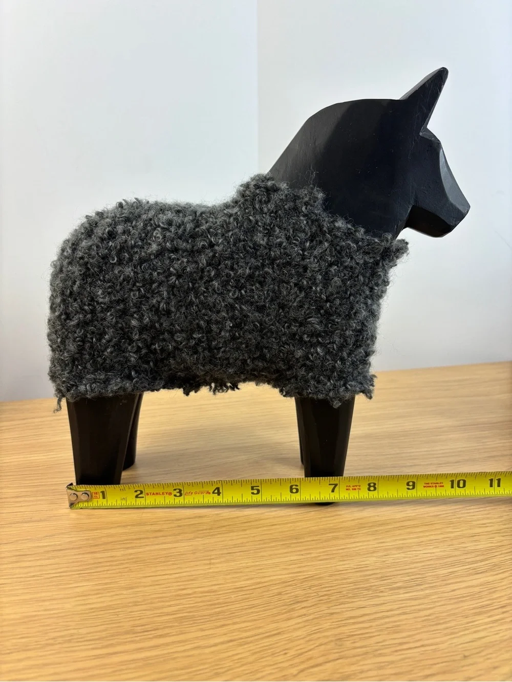 Vintage IKEA STOLLE Dala Horse Wood Figurine Faux Wool‎