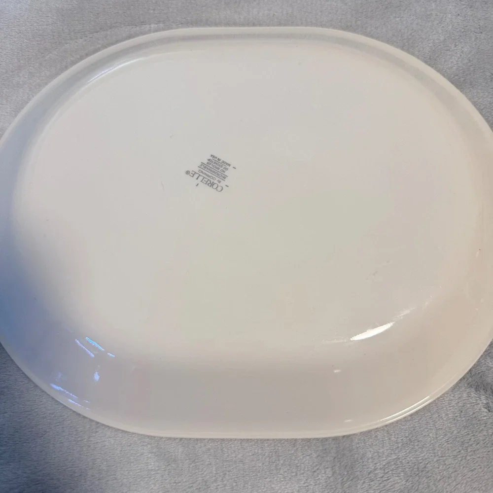 Vintage Corelle Pink‎ Blue Floral Oval Serving Platter 12.5