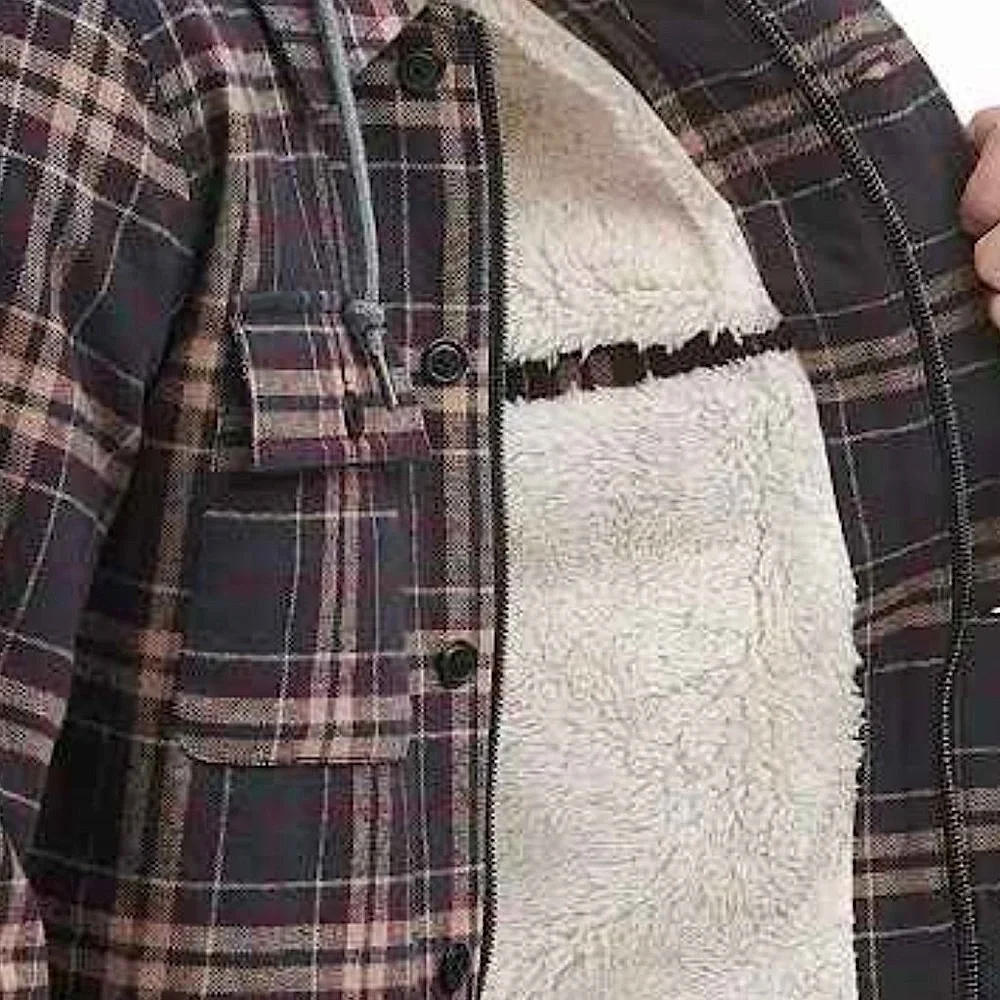 Levi's Men's Sherpa LINED Hooded Plaid Flannel Shirt Jacket SIZE MEDIUM NEW