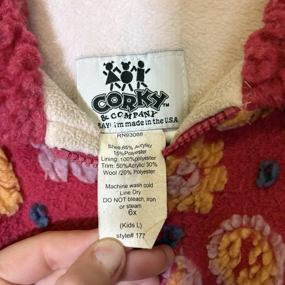 Vintage Corky & Company‎ Girls Pink Flower Jacket Outerwear Size 6x