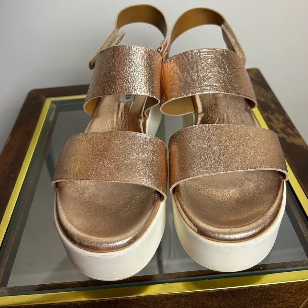 Steve Madden Made in‎ Italy Platform Sandals Women 9 Bronce leather casual chic