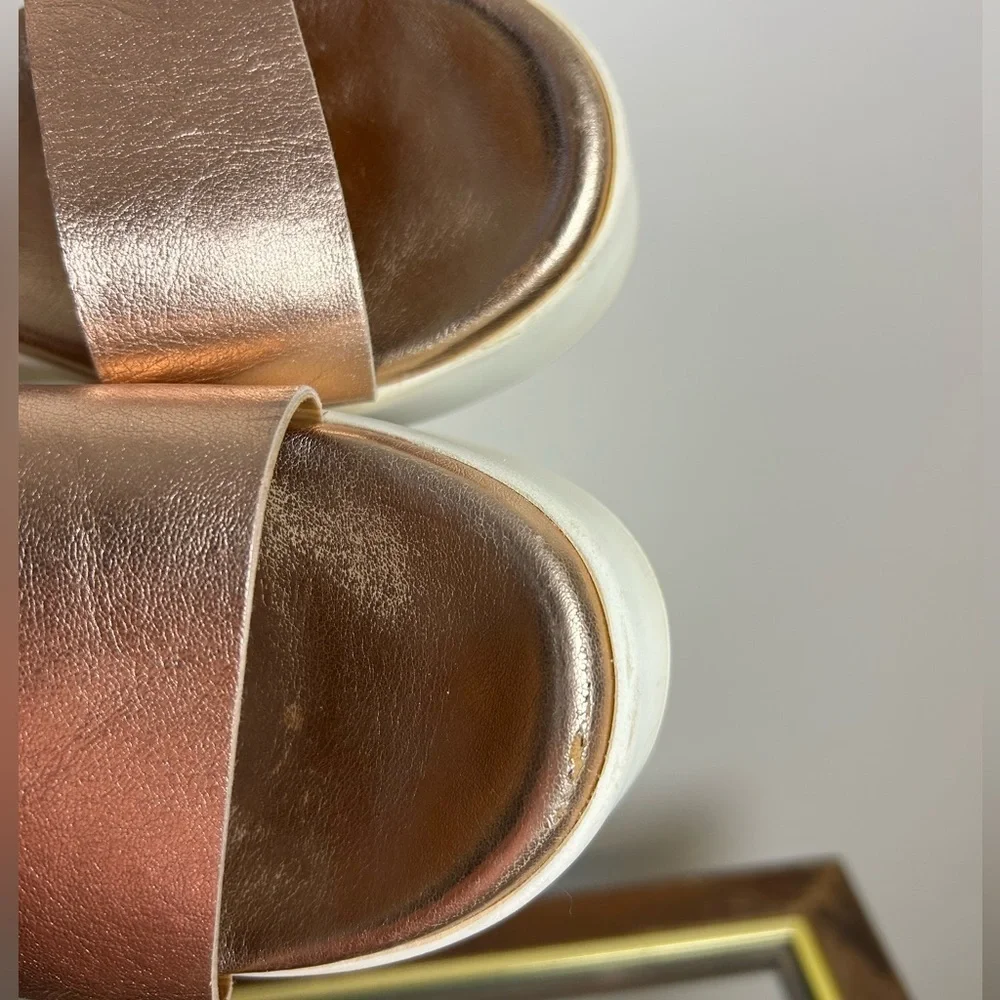 Steve Madden Made in‎ Italy Platform Sandals Women 9 Bronce leather casual chic