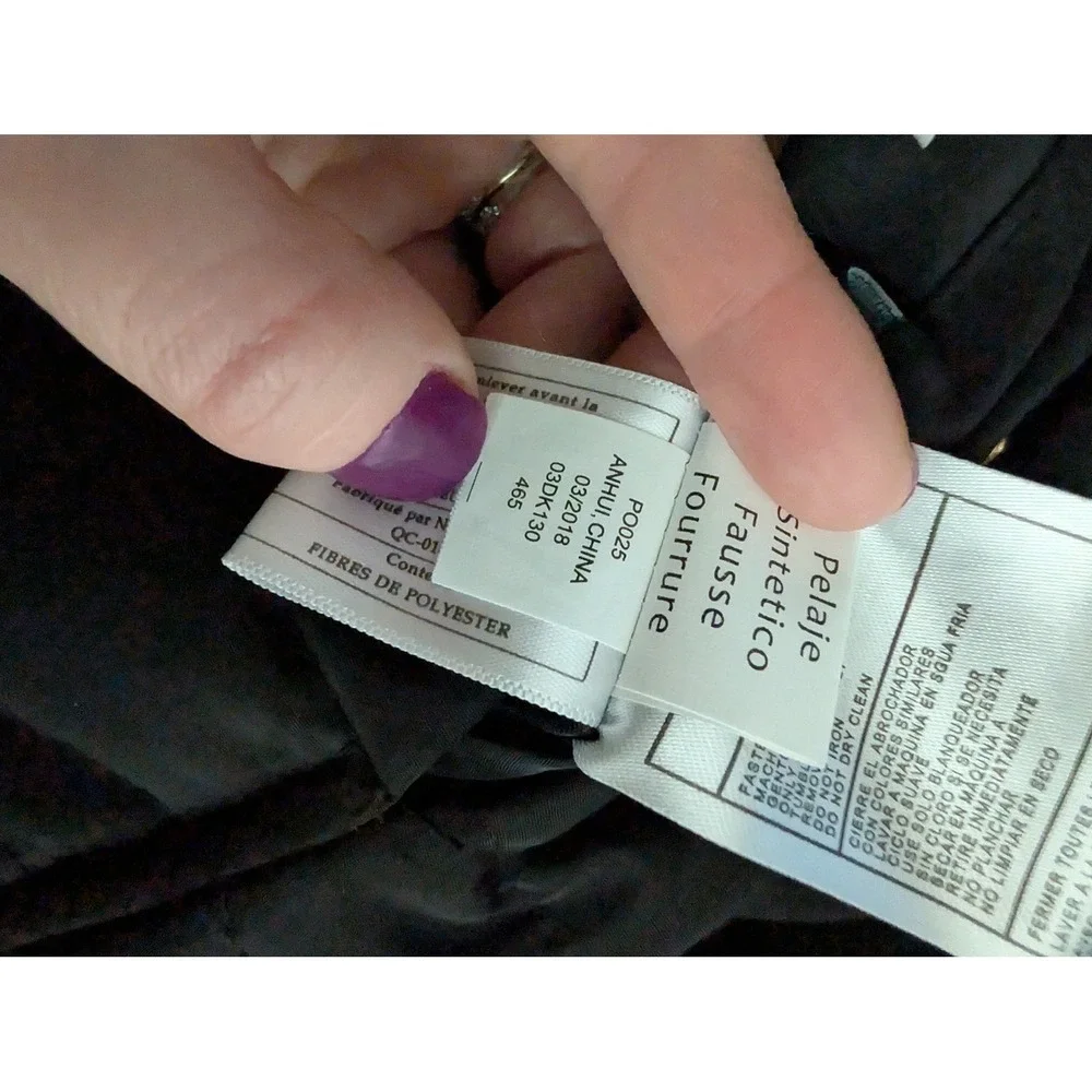 DKNY Girls Reversible Faux Fur Puffer Jacket Black White‎ Gold Size M 10 12 Coat
