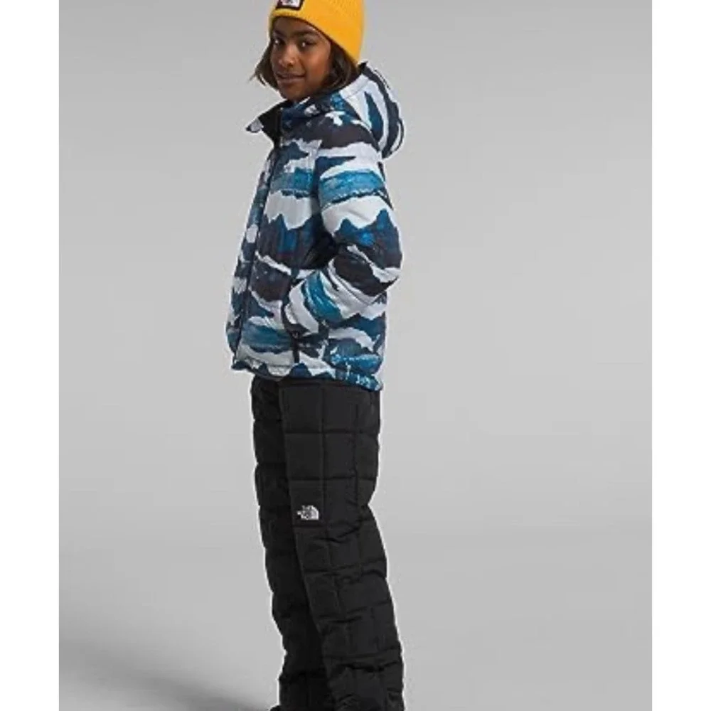 The North Face KidsReversible Fuzzy Fleece Jacket Mountain Print Hood Black14/16