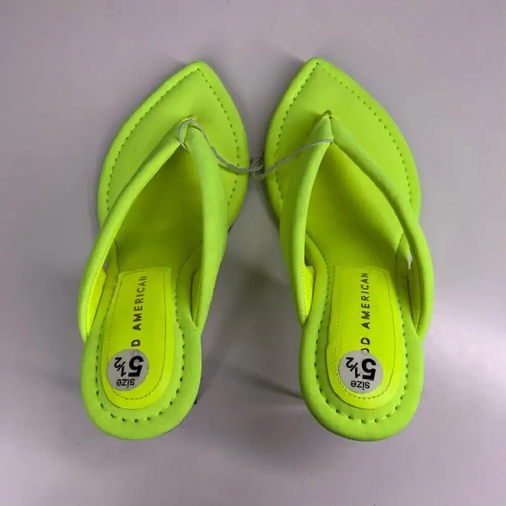 GOOD AMERICAN Lime Green Clear Wedge Sandals Size‎ 5.5