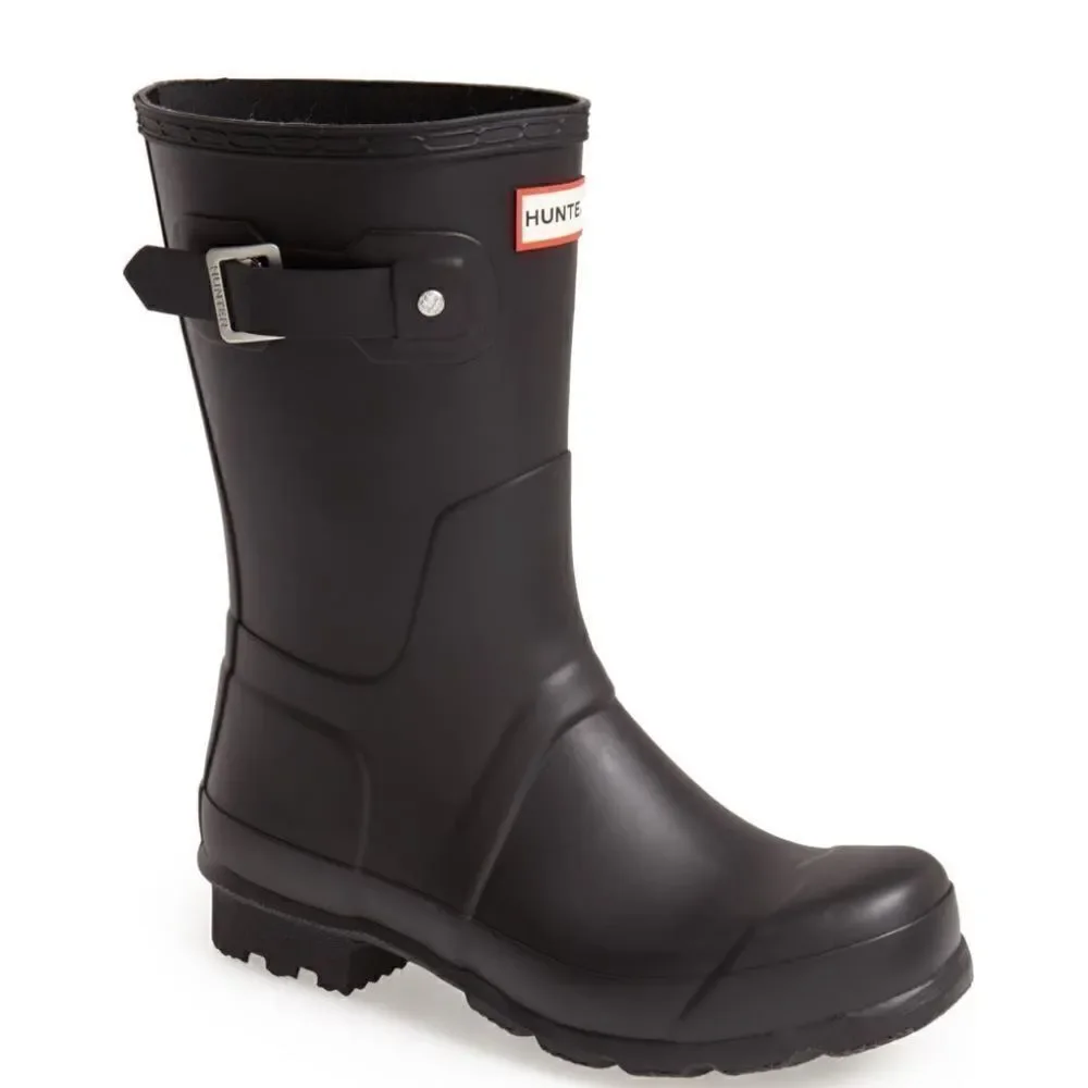 HUNTER Original‎ Short Waterproof Rain Boot, Rubber Black, Size 9, NWT