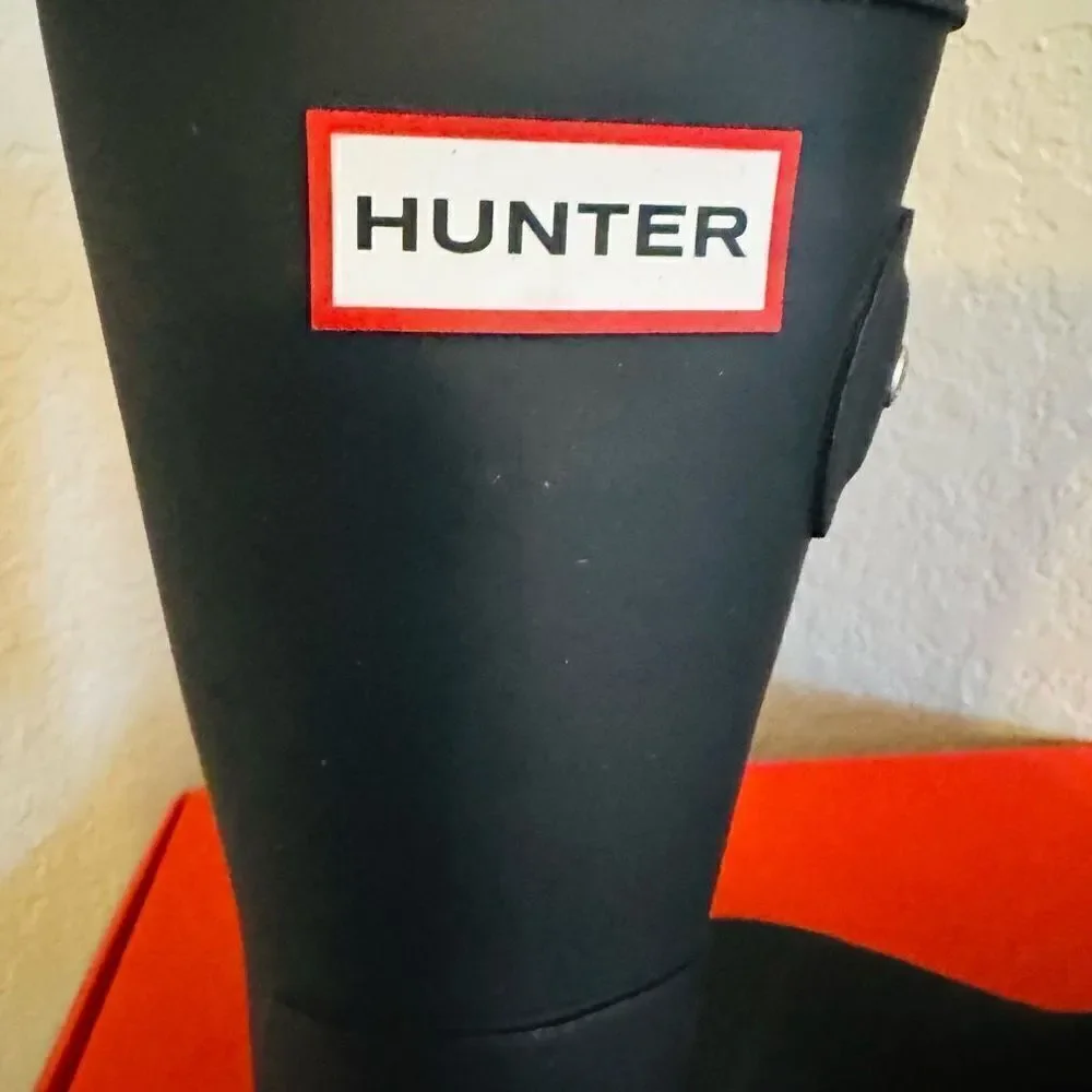 HUNTER Original‎ Short Waterproof Rain Boot, Rubber Black, Size 9, NWT