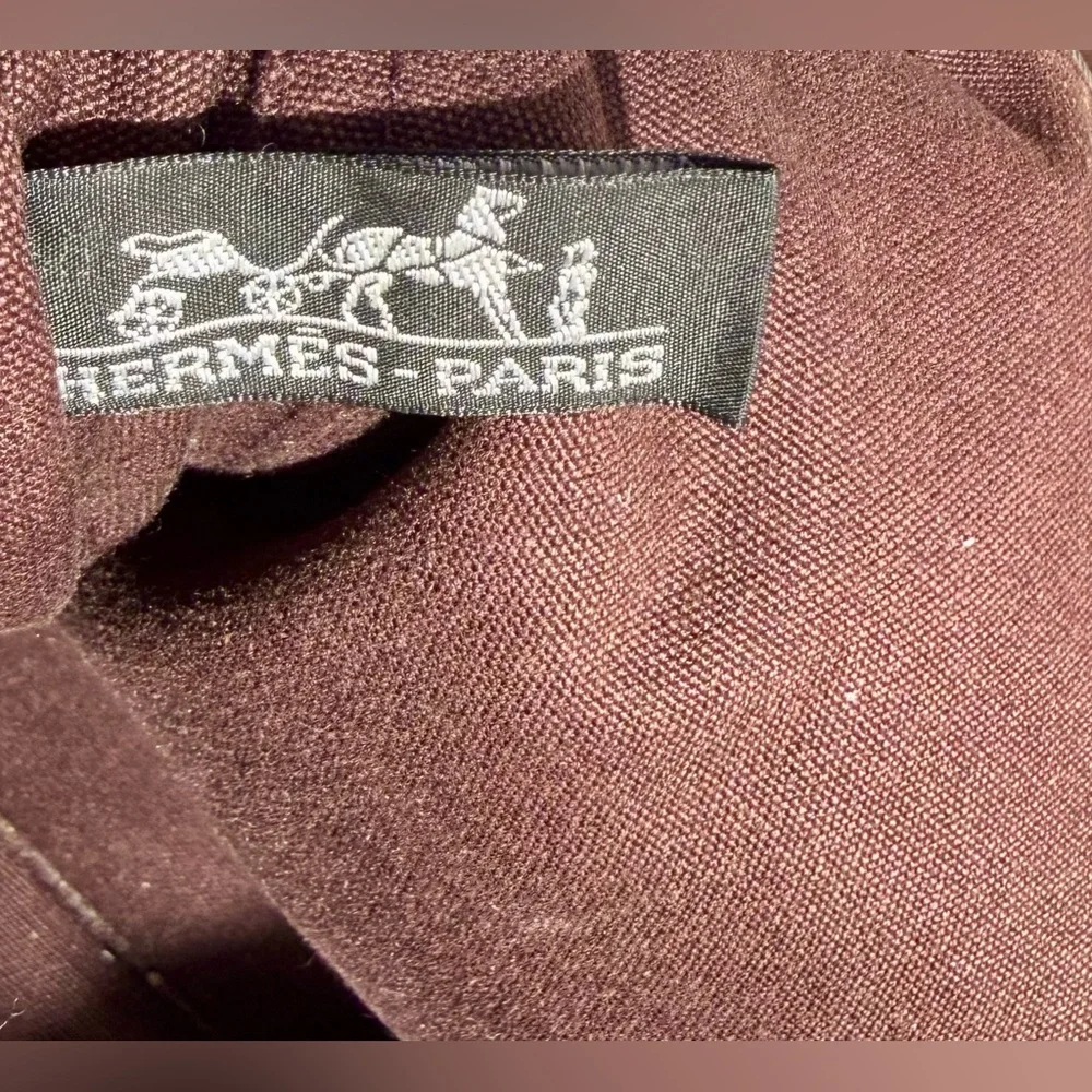 Hermes Brown Canvas Tote with Red and Burgundy Straps