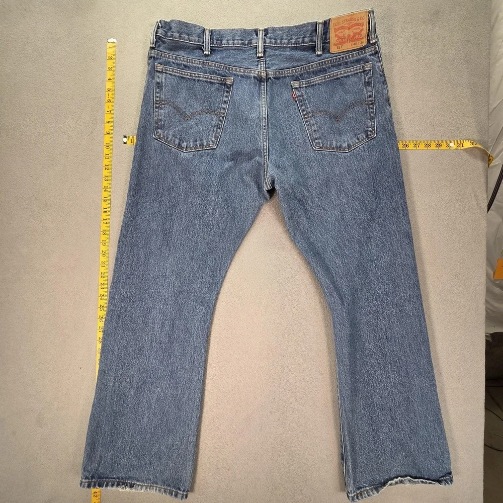 Levis 517 Jeans Mens Medium Wash Blue Denim‎ Bootcut Zip Fly Fits 38x30