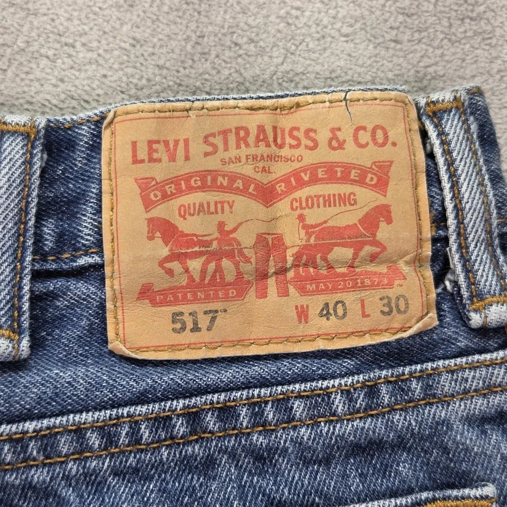 Levis 517 Jeans Mens Medium Wash Blue Denim‎ Bootcut Zip Fly Fits 38x30