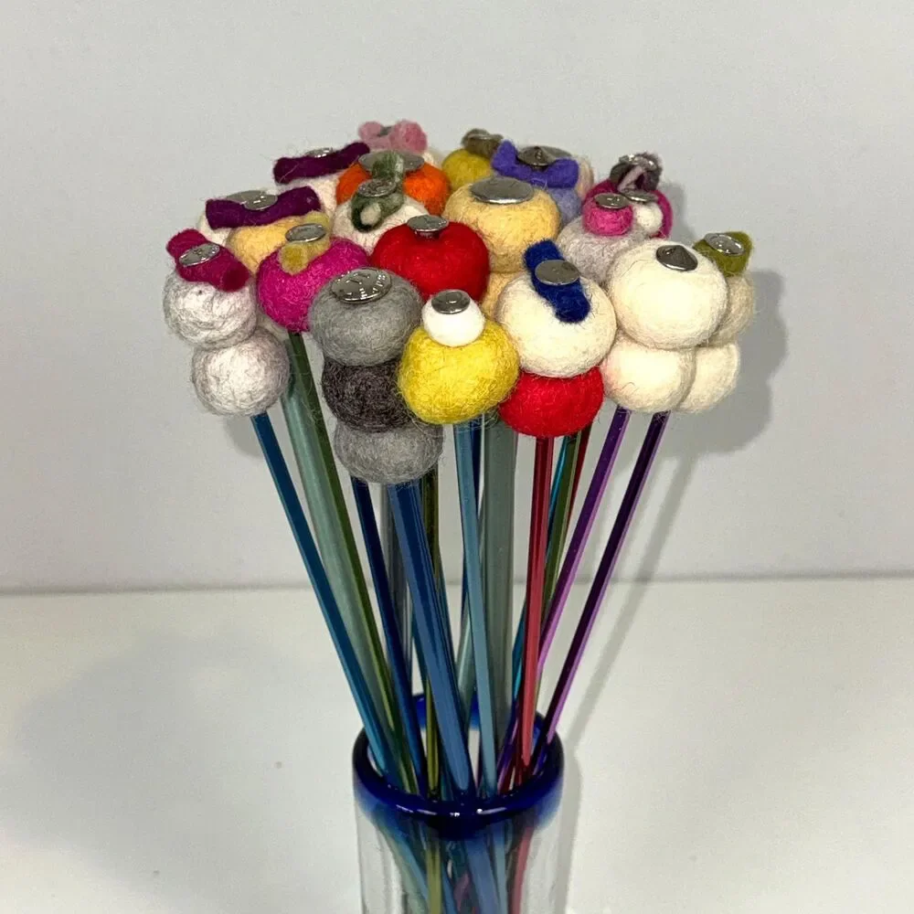Handmade Felted Flower Bouquet 21 Stems Multicolor 14”
