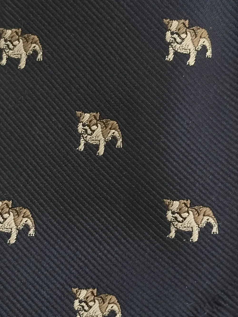 J Crew Bulldogs Tie 100% Silk Navy Blue Yale Dogs Boys Crewcuts Preppy