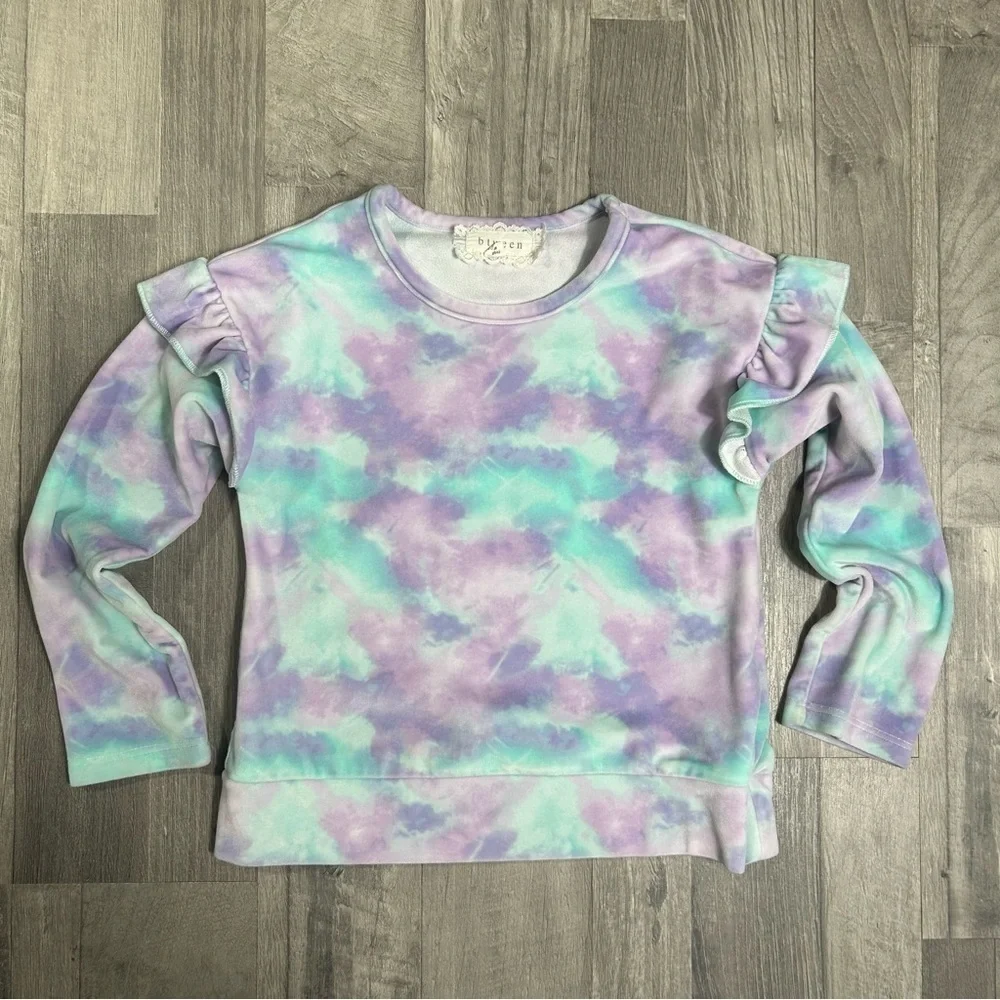 Btween Girls Tie Dye Comfy Lounge Set Soft Velvety Velour Set