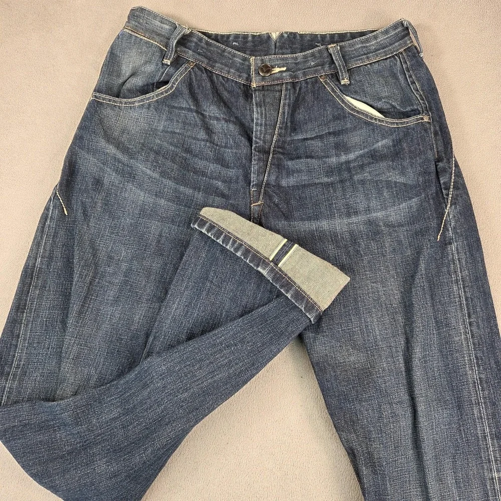 Levi's Jeans Mens Blue Denim Selvedge‎ Straight Leg Two Horse Fits 30x34 Altered