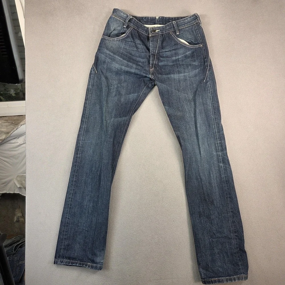 Levi's Jeans Mens Blue Denim Selvedge‎ Straight Leg Two Horse Fits 30x34 Altered