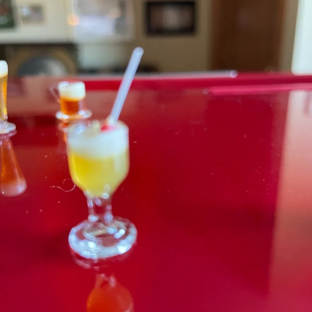 Vintage Miniature Dollhouse Drinks - 3 Beers & 1 Cocktail