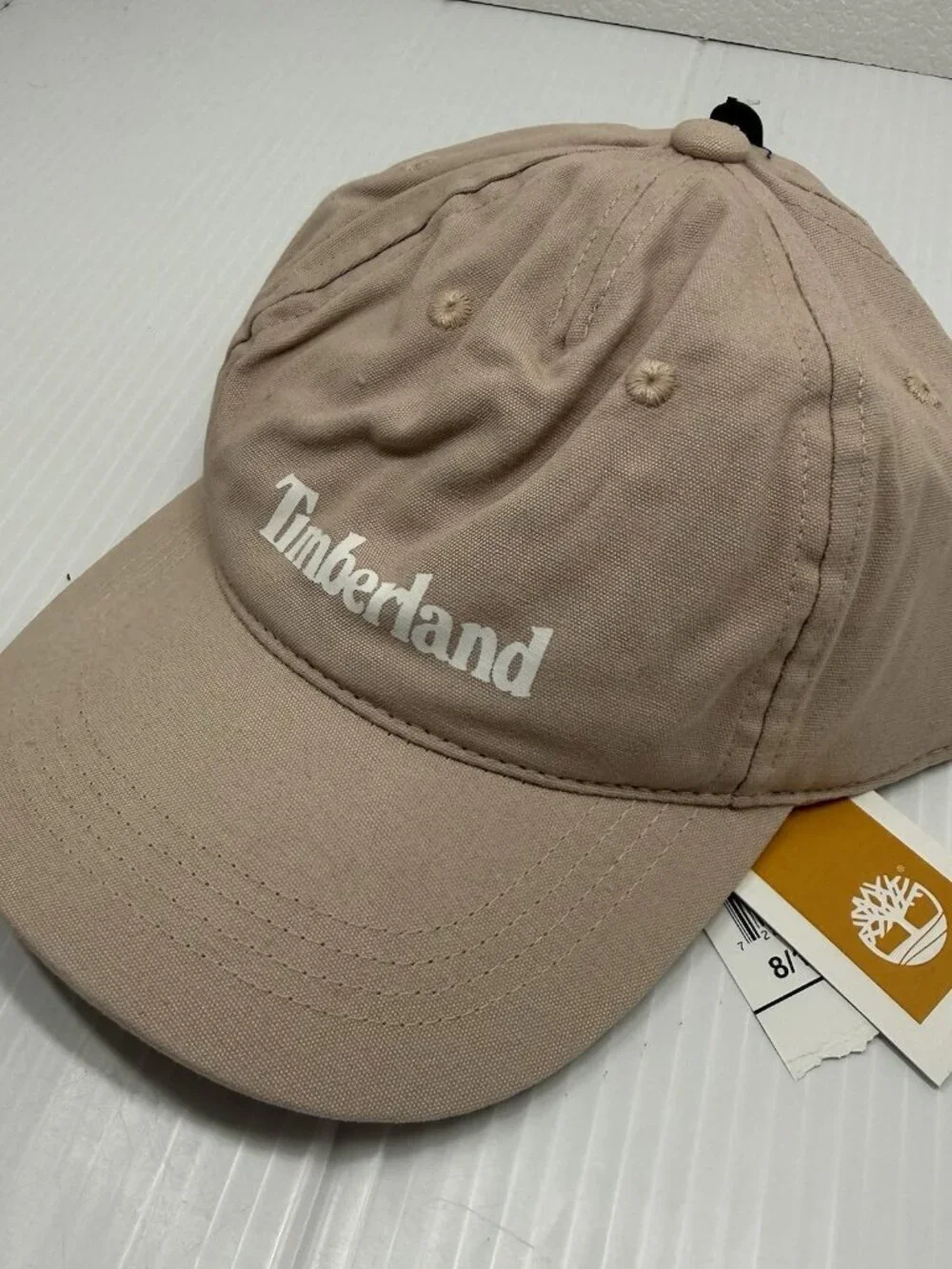 Timberland Hat Cap Adjustable Beige Tan Logo Dad Hat Cotton NWT Unisex
