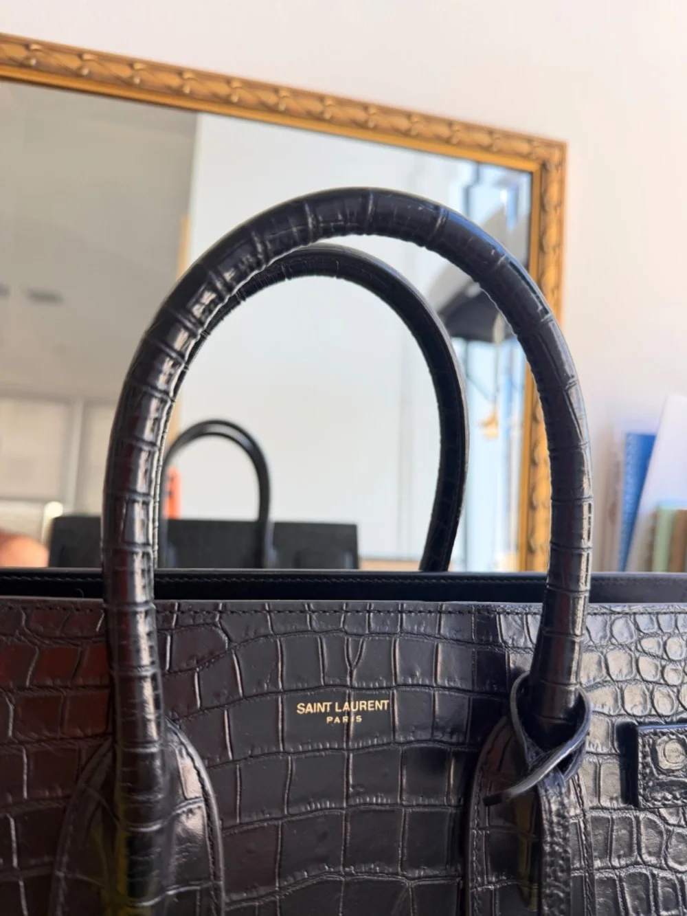Yves Saint Laurent black crocodile