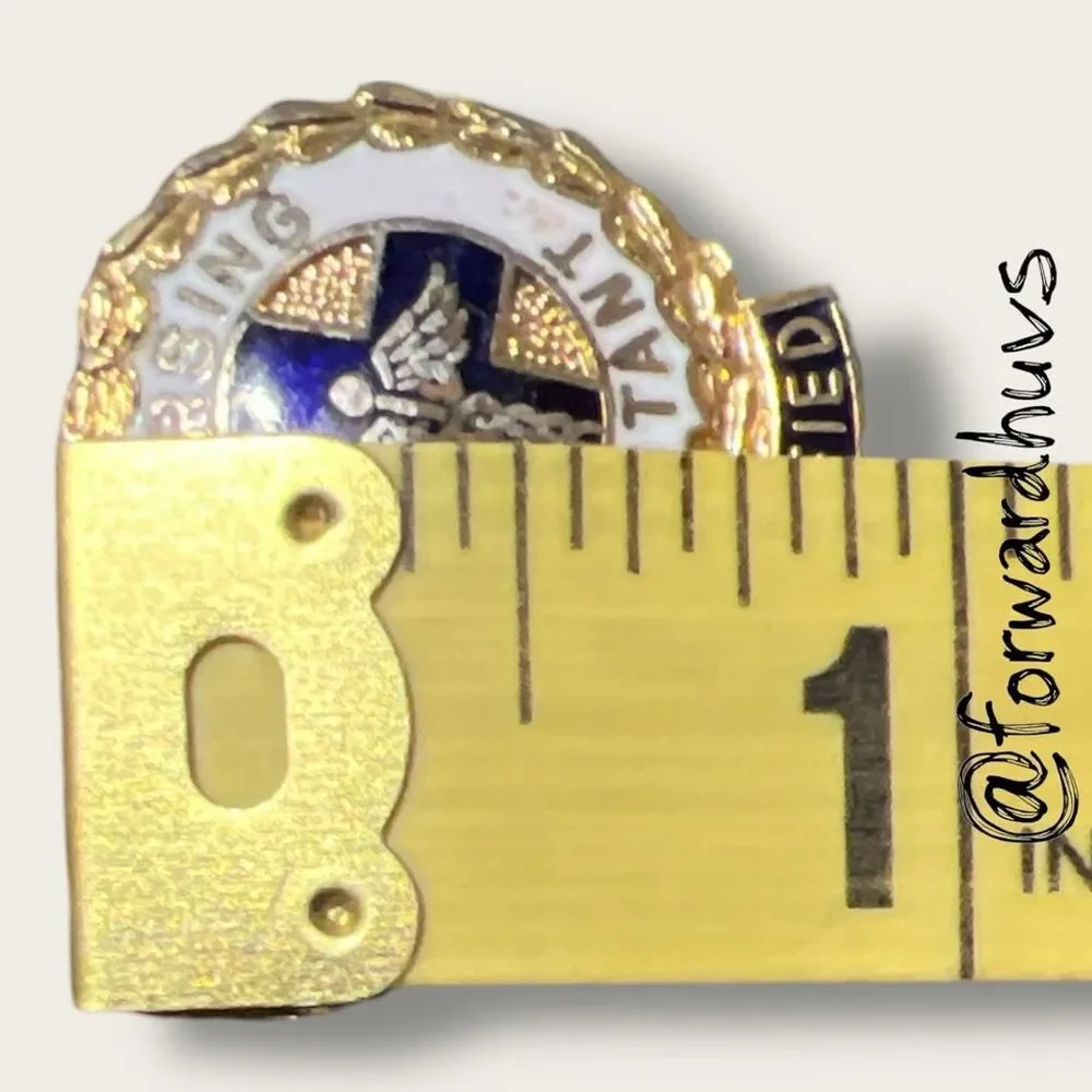 Vintage Certified Nursing Assistant CNA Enamel Lapel Pin 1977 Gold Tone