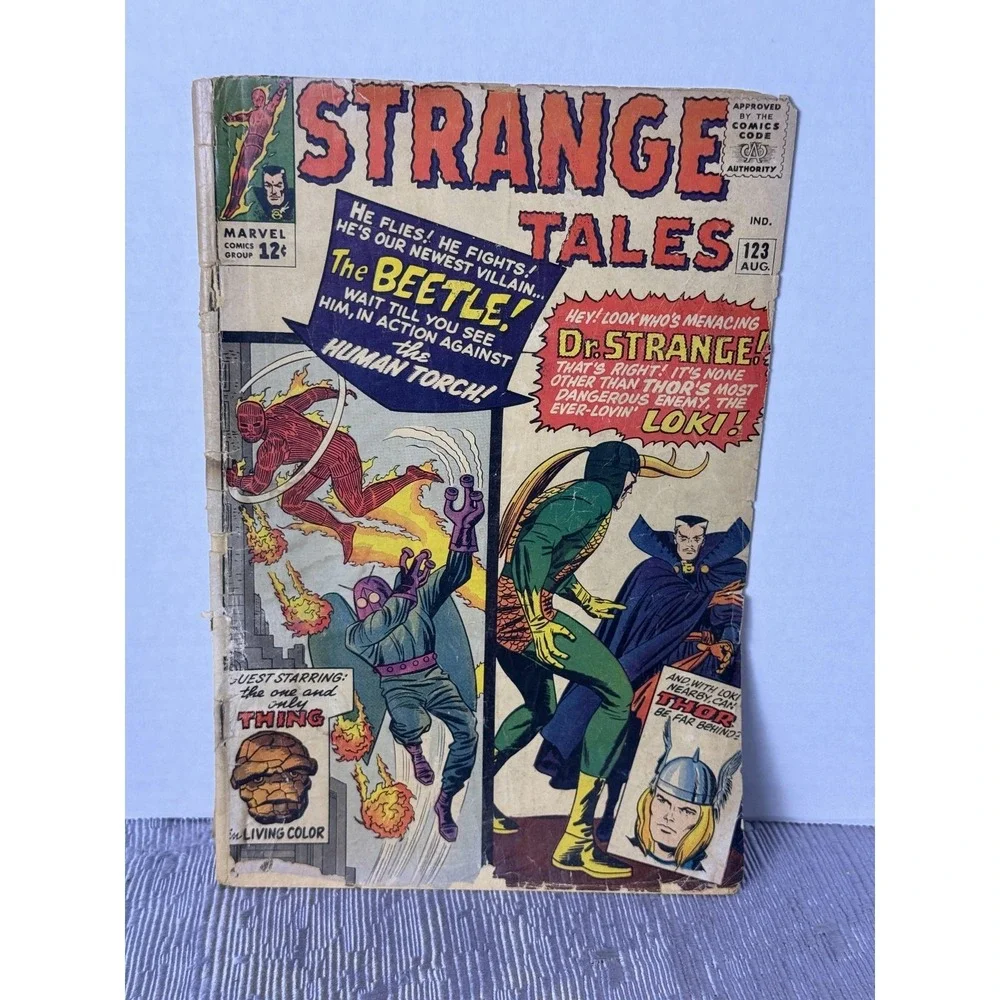 Vintage 1964 Marvel Strange Tales #123 Comic Book Human Torch Loki Silver Age