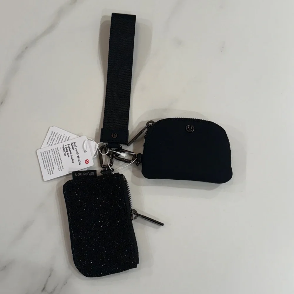 Lululemon Glitter Black Dual Pouch Wristlet