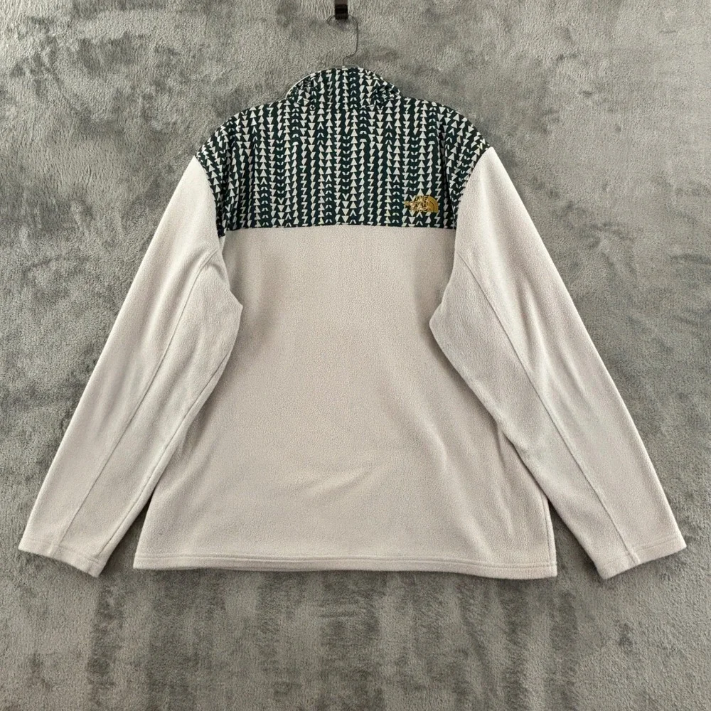 The North Face 1/2 Zip‎ Fleece Pullover Mens XL Green Off White Yellow Pockets
