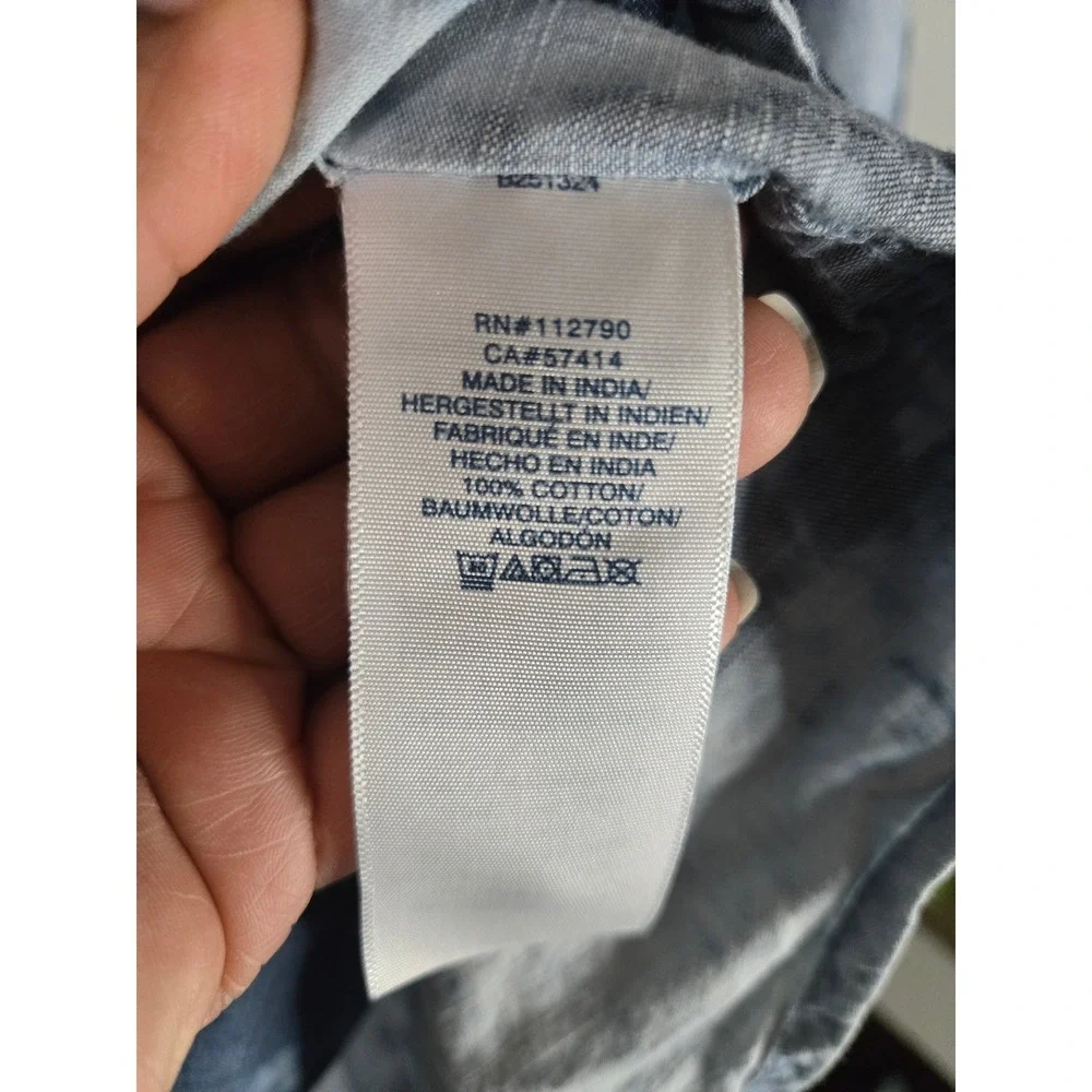 True Religion Tie Dye Western Shirt‎ Indigo Bleached Snap Button Denim
