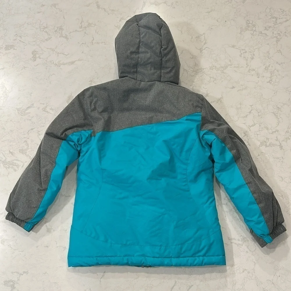 Gerry Girls Winter Coat Jacket Hooded Double Zip Pockets Small‎ 7/8 Turquoise