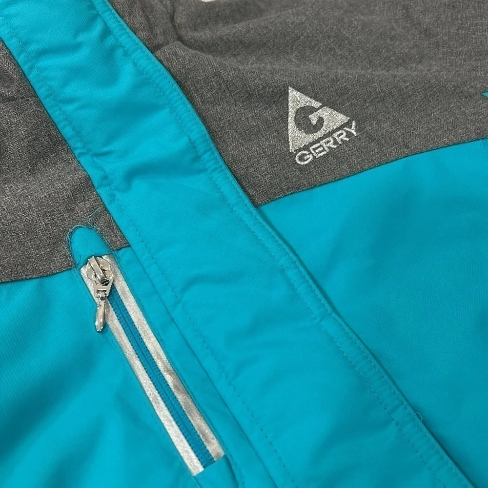 Gerry Girls Winter Coat Jacket Hooded Double Zip Pockets Small‎ 7/8 Turquoise