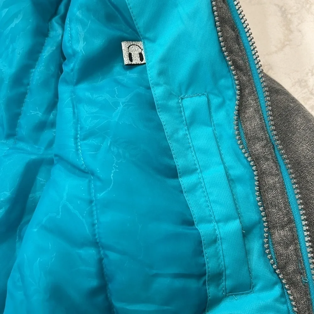Gerry Girls Winter Coat Jacket Hooded Double Zip Pockets Small‎ 7/8 Turquoise