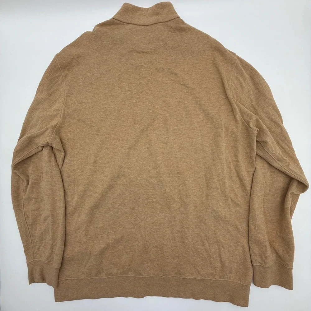 Polo Ralph Lauren Mens XLT Quarter Zip Pullover Tan Brown Heather Jersey Sweater