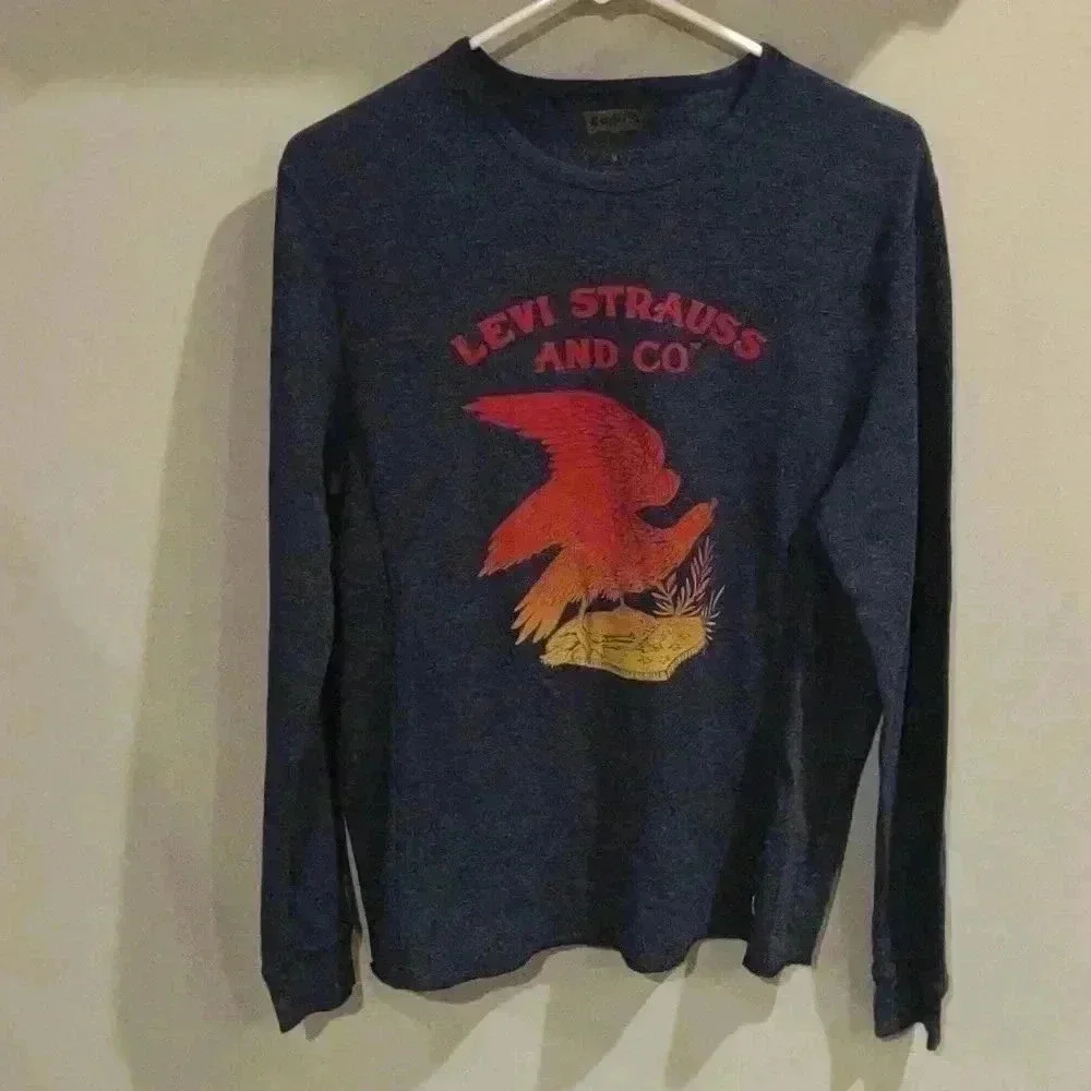 Levi Strauss navy blue long sleeve shirt mens medium‎