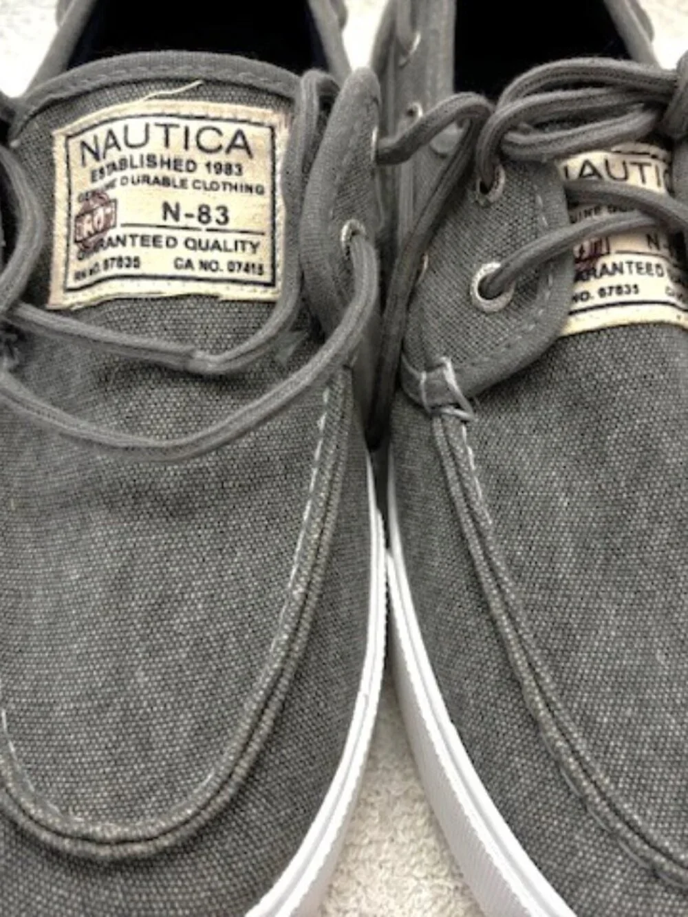 Nautica Spinnaker Washed deck sneakers in medium gray textile NWOT Men's Size 11