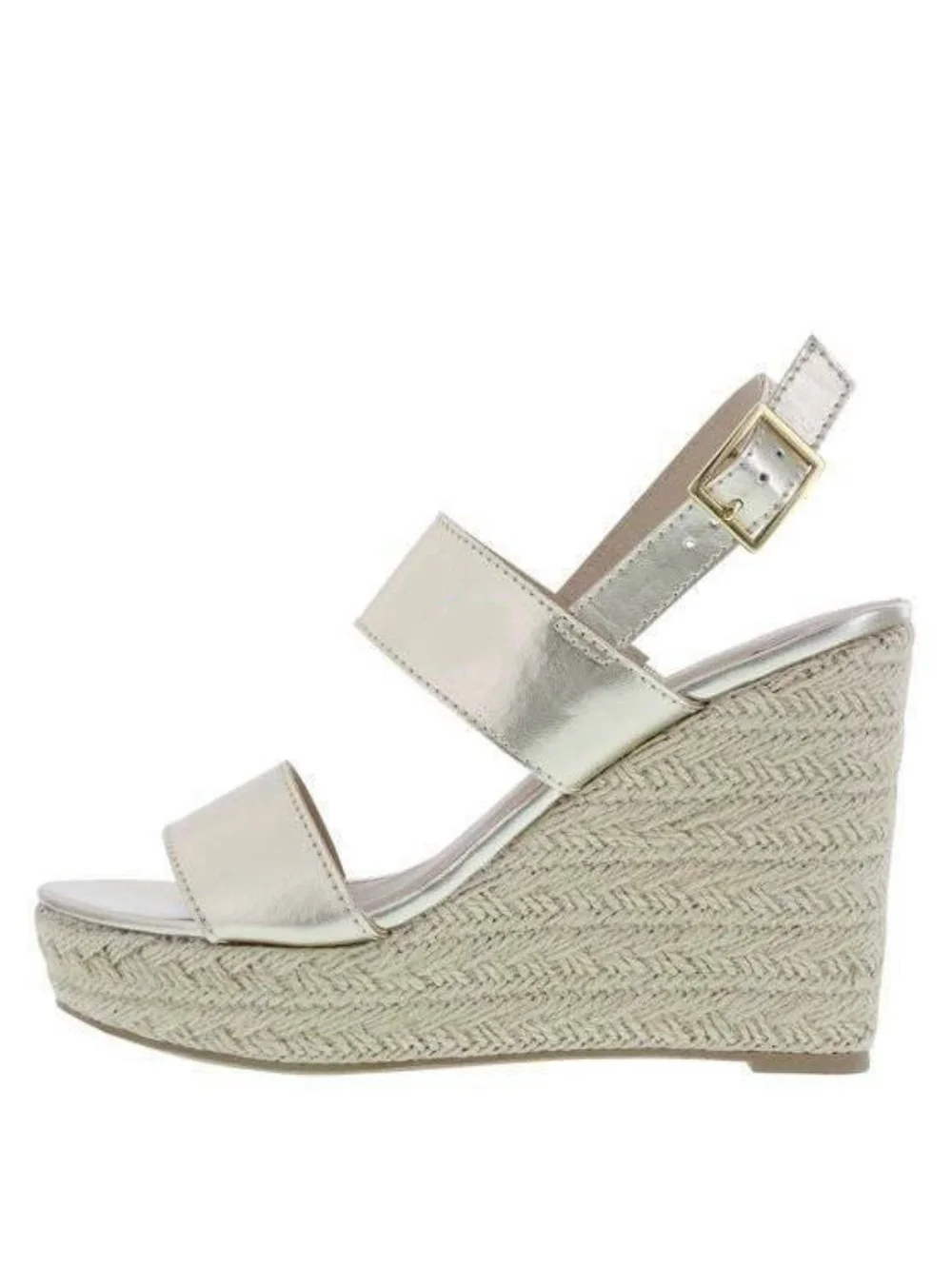 Womens Espadrille Wedge Sandals 11 Montego Bay Gold Whimsy Platform Fx Leather