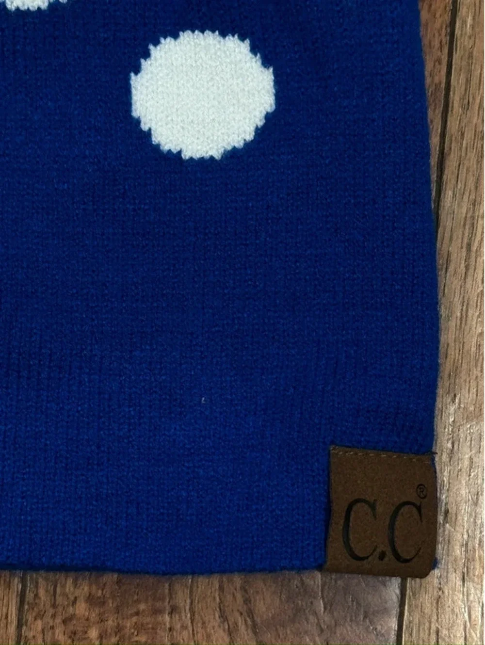 Women’s Beanie Polka Dots Royal Blue - New