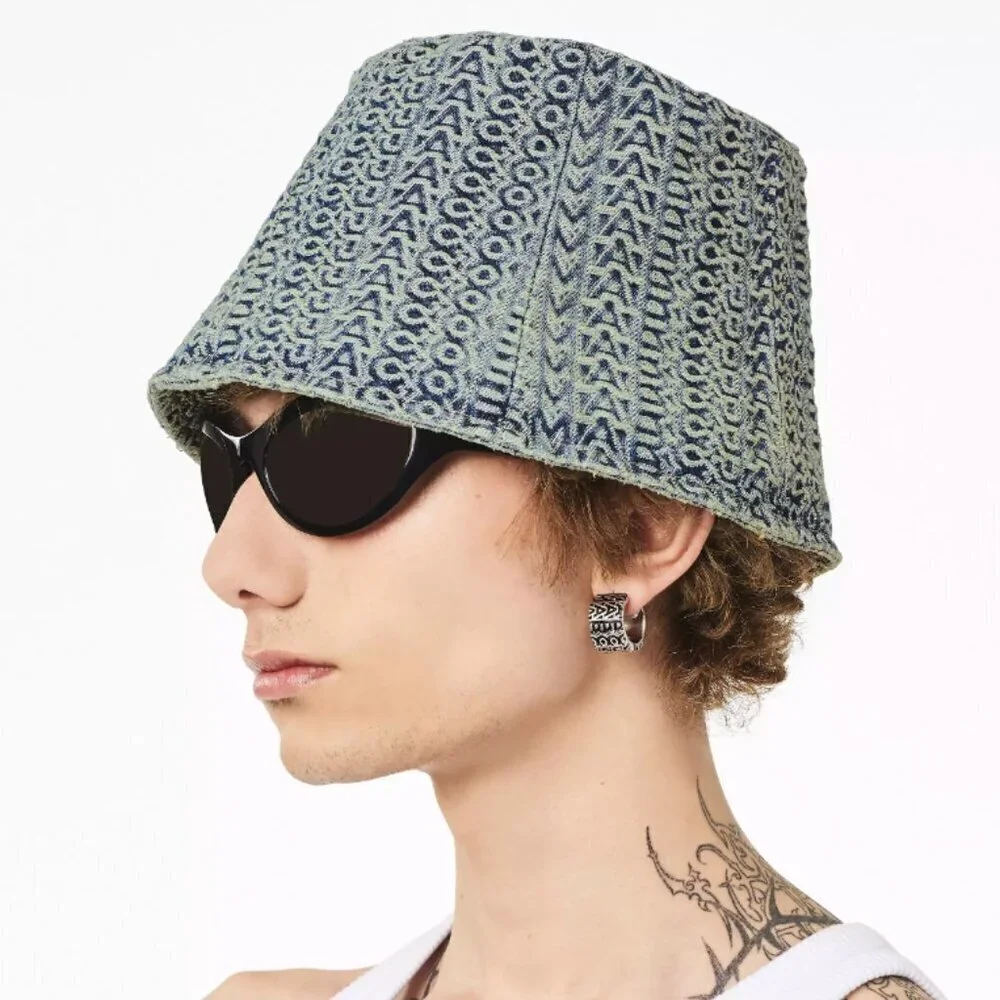 NEW! NWT! Marc Jacobs The Washed Monogram Denim Bucket Hat