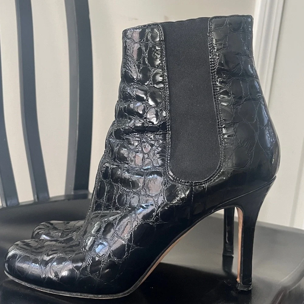 Kate Spade Black Patent Leather Ankle Boots sz 8