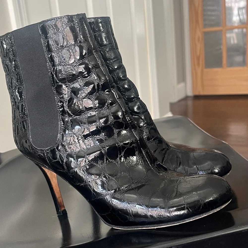 Kate Spade Black Patent Leather Ankle Boots sz 8