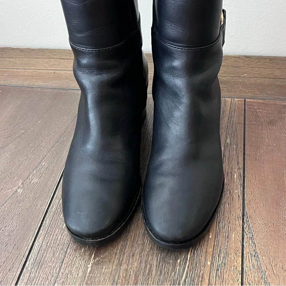 Tory Burch Black Leather Tall Heeled Riding Boots Womens size 6