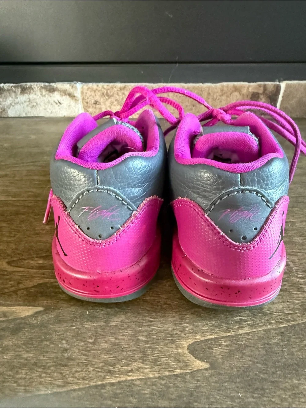 Jordan Flight Mid Top Sneaker Gray Pink Leather Toddler US 6C EU 22 724384-006